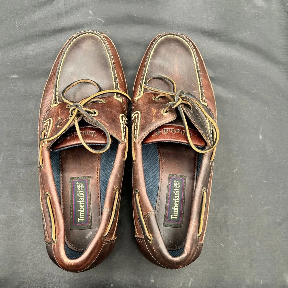 Timberland Mens Brown Leather 2-Eye Classic Boat Shoes Loafers 13M 76056